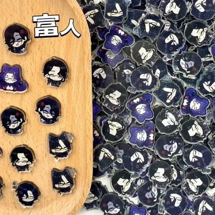 Game Impact Focalors Forina 20Pcs 2cm Patch Keychain Hair Tie Refrigerator Sticker Phone Case DIY Accessories Acrylic Sheets