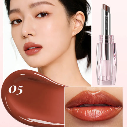6 Colors Crystal Glossy Lipstick - Moisturizing Tinted Lip Balm,  Shimmer, Transparent Tube, Long-Lasting Hydration,