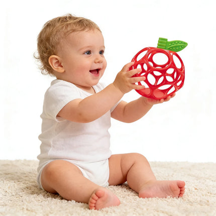 Infant Sensory Grasping Ball, Red Apple Shape Grasping Ball Rattles Toy,Hold My Own Collection, Unisex, Newborn and Up