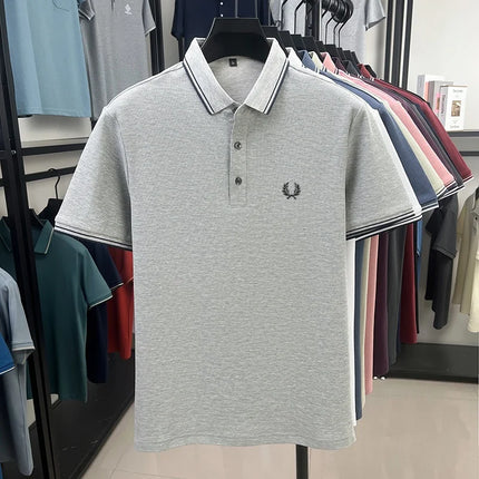 100% Pure Cotton High-End Brand Summer Designer Original Exquisite Embroidered Polo Shirt Men's Comfortable Casual Short Sleeve