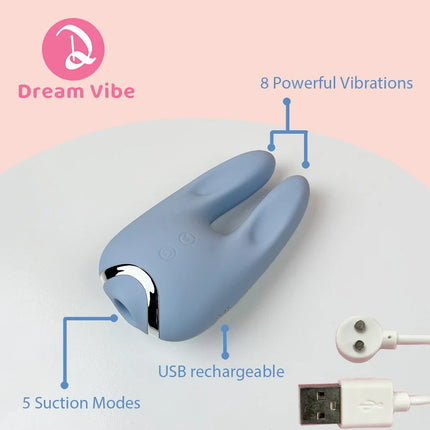Blue Bunny Vibrator Dual Motors Quiet Suction & Vibration Powerful Clitoral Massager for Women Popular Sex Toy for Girls