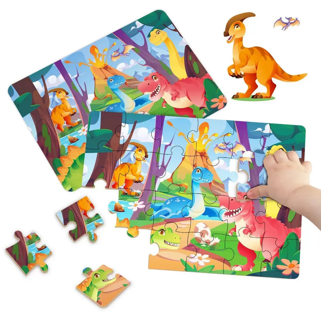 Kids Cartoon Animal Jigsaw Puzzles Montessori Educational Toys Parent-Child Theme Game Paper Educational Gift for Children