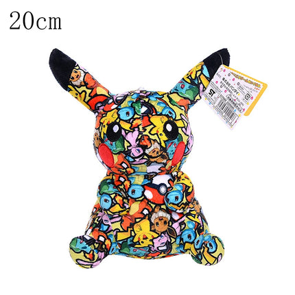 Pokemon Center Pikachu PokéMon 30th Anniversary Cartoon Pixel Style Plush Toy Dark Lightning Pikachu Stuffed Doll Anime Gift