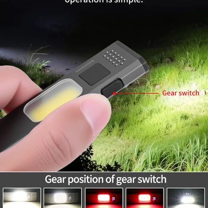 Ultra Thin Mini EDC Flashlight Magnetic LED Torch with Pen Clip USB Rechargeable Pocket Light for Outdoor Camping Hiking Carry