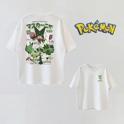 Summer Anime Pokémon Cosplay T-Shirt Cotton Short Sleeve Tops Casual Loose Retro T-Shirt Men Women Kids Family Matching Outfits