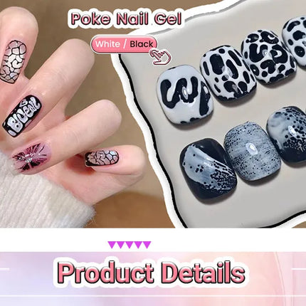 LILYCUTE 8ml 2/3/4PCS Poke Poke Gel Nail Polish Set Black White Wave Texture Nail Painting Art Gel Soak Off UV LED Varnish Kit