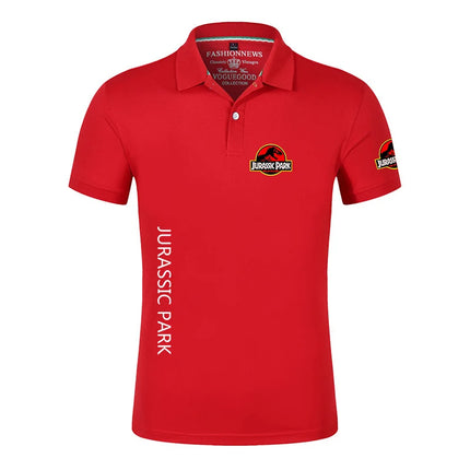 Jurassic Park Summer Casual Sports Ice Silk Quick-drying Breathable Lapel Collar Short-sleeved Solid Color Polo Shirt