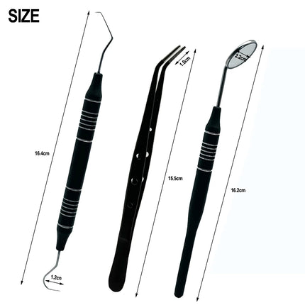3pcs/KIt Dental Mouth Mirror Tweezers Curve Probe Kit Dental Stainless Steel Instrument For Dentist Oral cleaning Tool