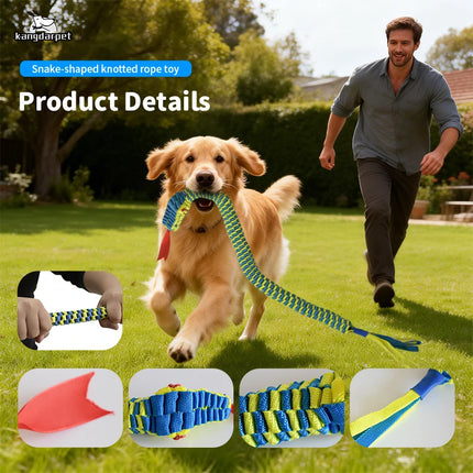 Durable Snake Shaped Dog Rope Toy Interactive Floating Pet Chew Toy for Teething Training Tug of War 3 Sizes