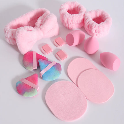 15 件套 Cosmetic Puff Makeup Sponge Blender Beauty Egg Foundation Sponges Puff Wash Face Headband Wristband Make up Accessories