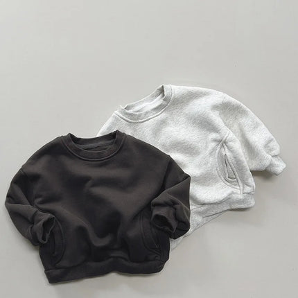 4750 Leisure Boy Fleece Sweater 2024 Winter New Korean Baby Boy's Sweatershirt Warm Coat Casual Pullover Tops