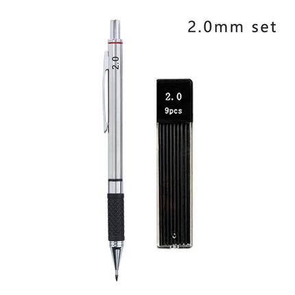 Metal Mechanical Pencil Set with Pencil Grip, Leads Art Drawing Student Office Supplies 0.5/0.7/0.9/2.0mm Automatic Pencil