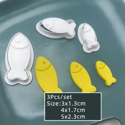 Cartoon Fish Cookie Mould Mini Cute Kids Cake Decorating Mould Fondant Cookie Embossing Mold Animal Cookie Cutter Baking Set