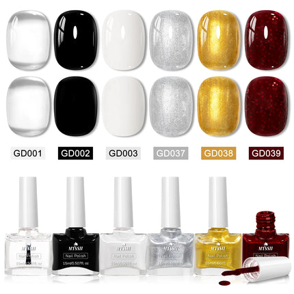 6pcs/set 15ml Wine Red Water-Based Nail Polish Long Lasting Quick Drying No Need of Lamp to Cure Nail Supplies Vernis for Nails