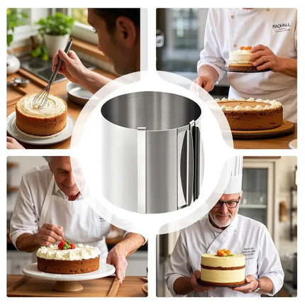 Stainless Steel 16-30cm Telescopic Mousse Ring Round Mold Rustproof Adjustable With Scale Heightened Cake Rings For Baking