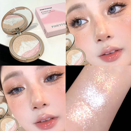 High-Gloss Palette, Starry Glow Series, Delicate Pearl Shimmer, Long-Lasting and Non-Cakey, High Color Payoff, Easy to Apply, Facial Contour Brightening and Contouring, Natural Three-Dimensional Makeup