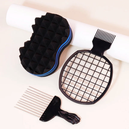3 pieces of black metal hair salon men's dirty braids, African hair forks, combs, hair combing tools Special for real hair wigs