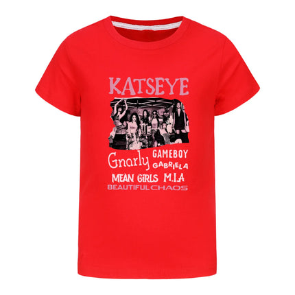 Hot Katseye Funny Print T Shirt Kids Summer Clothes Girls Short Sleeve T-Shirt Toddler Boy Cotton Casual Tops Children's Fashion