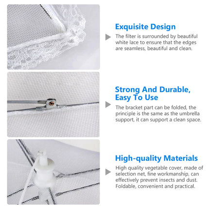 Kitchen Foldable Food Mesh Cover Anti-fly Umbrella Tent Cover Vegetable Fruit Breathable Insect-Proof Lid Food Protection Gadget