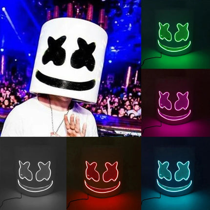 Hot sale Luminous Head Cover luminous DJ Marshmello mask Glowing Cosplay Headgear for Neon Night Club Music Rave Props