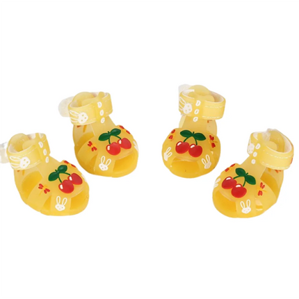 4Pcs/Set Cartoon Dog Summer Jelly Sandals Non-slip Adjustable Breathable Dog Shoes Waterproof Wear-resistant Dog Paw Protector