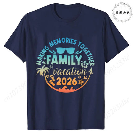 2026 Family Vacation Matching T-shirts Making Memories Together Gradient Print Tops Summer Trips Cruise Holidays Women Clothing