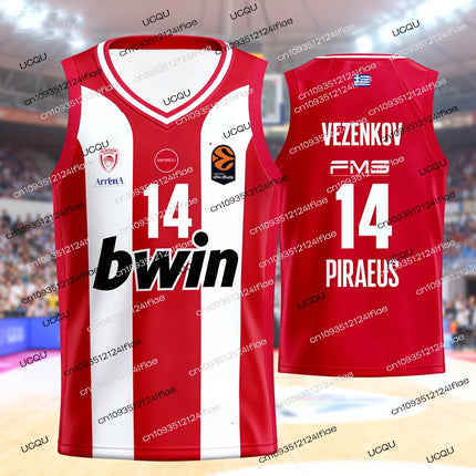 25/26 New Arrivals Olympiacos Athens Basketball Jersey Greek Adult Men's Basketball Quick-drying Vest Fan Special Jersey Set