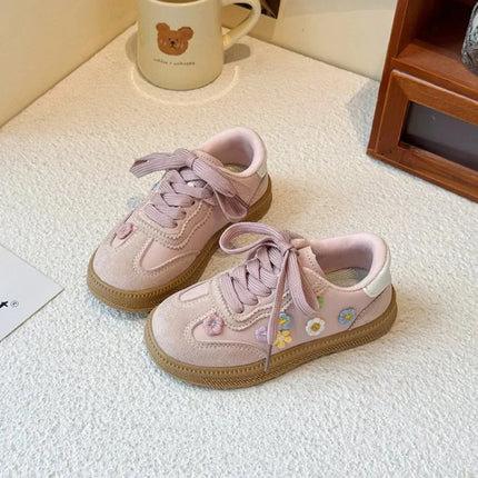 PU Leather Sport Shoes For Children Korean Style Teenager Kid's Sneakers Waterproof Outdoor Girl's Tennis Footwear Casual Shoes