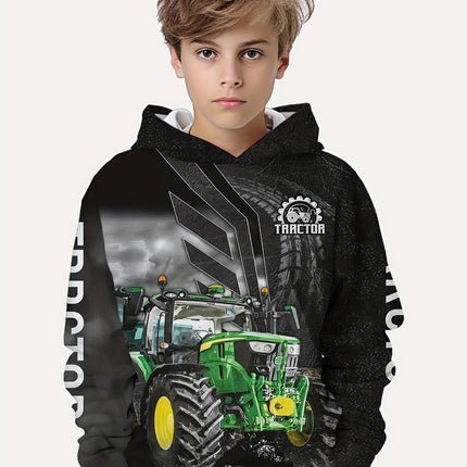 Children's Clothing Hoodies Long Sleeve Kid Clothes Boys Cartoon Children's Fashion Tractors Print Girls Summer Clothes Boy Tops