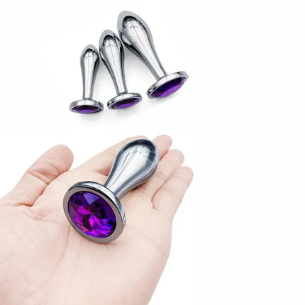 Metal Drop Anal Plug For Women Stainless Steel Three Sizes Jewel Base Butt Plug G-point Massage Adult Sex Toys Male/Famale Gay