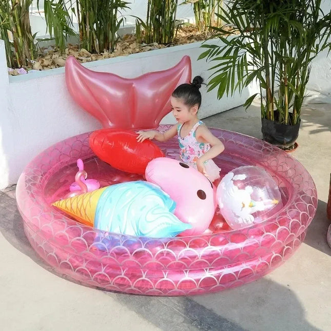 Thickened PVC Inflatable Toys Pool Indoor Outdoor Children Ocean Ball Pool Mermaid Shape Summer Inflatable Toys for Kids Adults