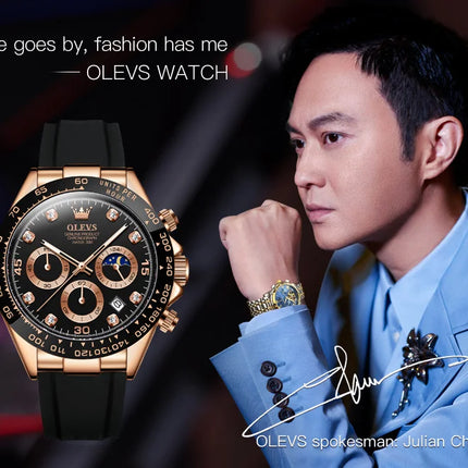 OLEVS 2875 Fashion Men's Watch Luxury Original Moon Phase Calendar Wristwatch Chronograph Luminous Waterproof Watch For Men