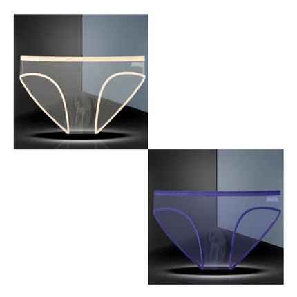 1-2 Pcs Sexy Full Transparent Men's Mesh Underwear Ultra-thin Breathable Ice Silk Seamless Briefs Erotic Male Underpants
