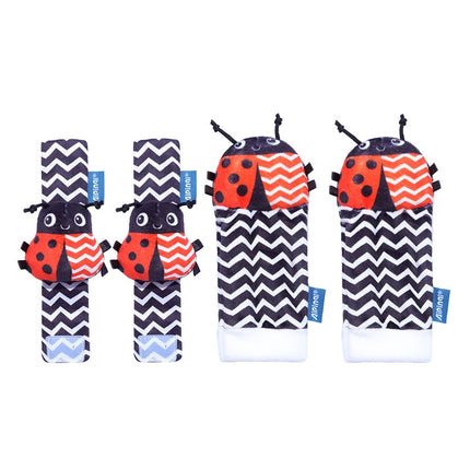 4PCS/SET Baby Rattle Socks Wrist Strap Rattles Set Cute Stuffed Animals Foot Finder Socks 0~12 Months For Infant Newborn Gift