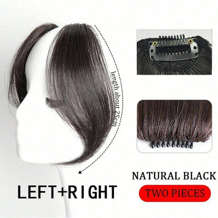 10Inch Middle Parted Synthetic French Bangs Hair Extension Left&Right Side Bangs With Seamless BB Clips Easy Clip In Fringe Hair