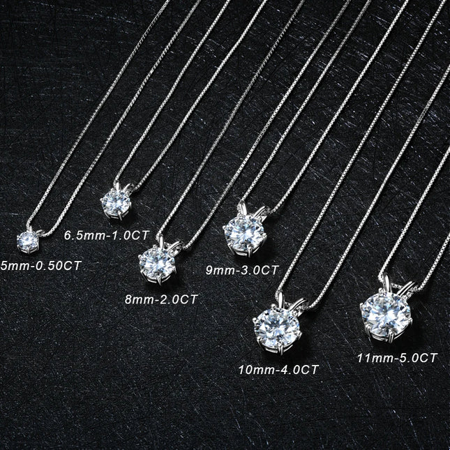 OXTAO 0.5ct–5ct D Moissanite Solitaire Necklace Certified  Lab Imitation Diamond Charm Pendant Necklace Jewelry 14K Gold Filled