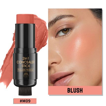 Double-head Face Bronzer Contour Stick Cream Makeup Light Dark Shadow Lasting Concealer Facial Brighten Contouring With Brush