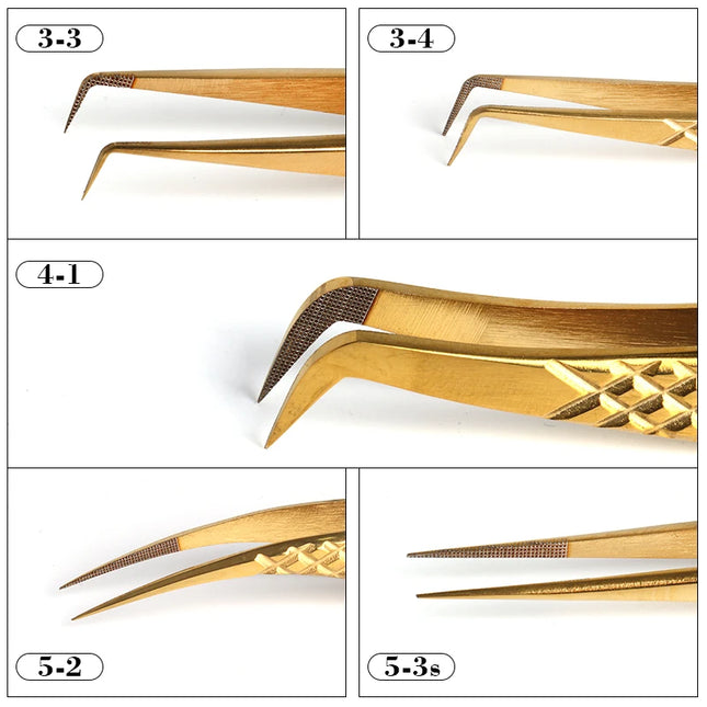 1pc Fiber Tip Tweezers Stainless Steel Straight Curved Nail Tools Volume Eyelash Accurate Tweezers Clip Set Makeup Tools