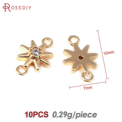 18K Gold Color Brass  Zircon Star Charms Pendants Jewelry Necklaces Earrings Bracelets Making Supplies Diy Findings Accessories