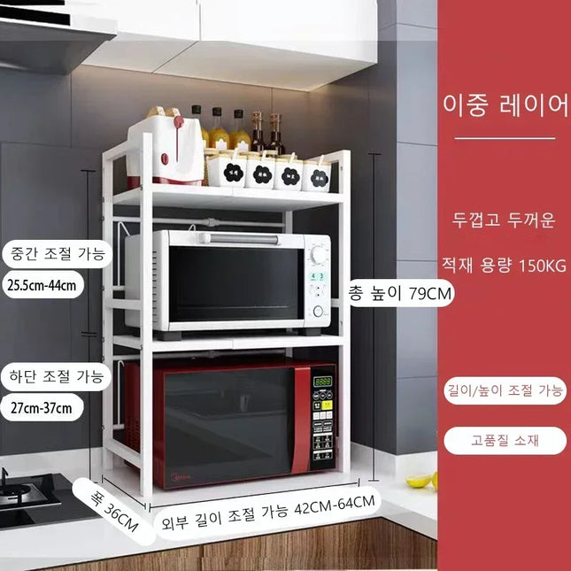 Expandable Microwave Oven Shelf Oven Storage Rack Kitchen Countertop Organize Shelf Microwave Organize Kitchen Rack Thickened
