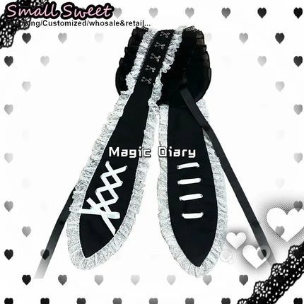 Women Subcultural Y2K Girl Long Eared Rabbit Doll Lace Up Headband Gothic Lolita Hair Clip Lace Ruffle Bunny Band