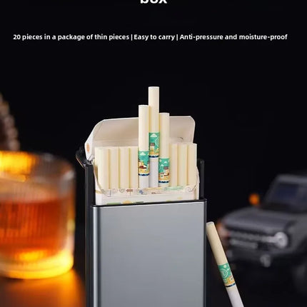 Thin Cigarette Case 20pcs Pack Ultra-thin Lightweight Cigarette Storage Box Aluminum Alloy Cigarette Case Automatically Pops Out