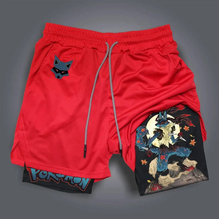 Summer New Pok É Mon Anime Peripheral 2-in-1 Sports Shorts for Men and Women, Hiking, Fitness, Running, Gym Shorts Promotion