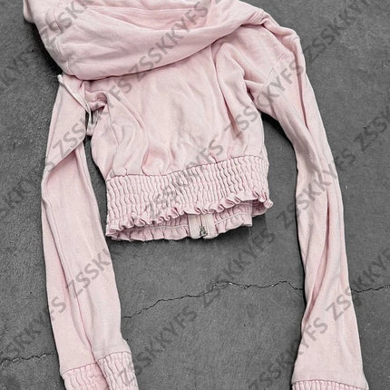 Vintage Sweatshirt 2-Piece Set Y2k 2000s Goth Harajuku Korea Coat+Pants Slim High Street Winter Basics Grunge Emo Sportswear Set