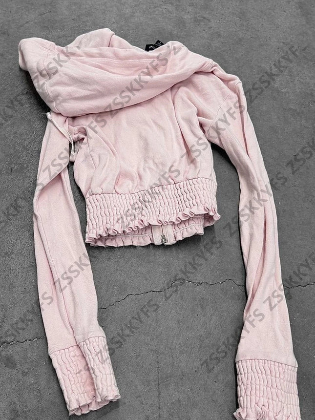 Vintage Sweatshirt 2-Piece Set Y2k 2000s Goth Harajuku Korea Coat+Pants Slim High Street Winter Basics Grunge Emo Sportswear Set