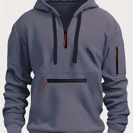 Men's hoodie with armor Men Sweatshirts Spring Thicker Pullover Half Zipper Pullover Male Hoody Sports Autumn Solid Color Coat