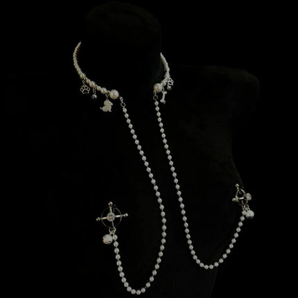 New Bell Nipple Clamps Pearl Collar Body Chain BDSM Training Fetish Breast Bondage Sexy Accessories for Woman Adult Sex Toys