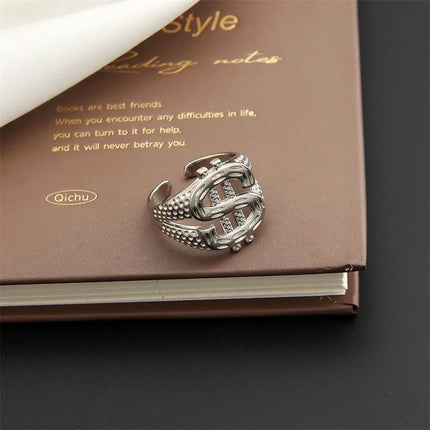 Exaggerated Dollar Sign Ring for Men and Women Fashion Jewelry Gift Hip Hop Rock Currency Ring Adjustable in Size