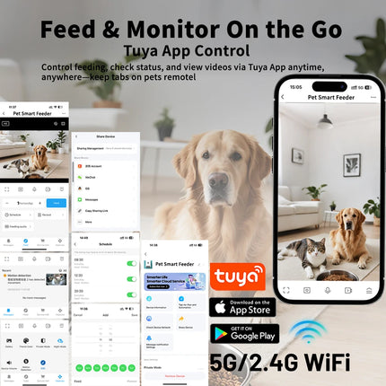 Smart Pet Feeder with 15CM Elevated Camera Tuya App Control for Busy Pet Owners FURPIPI Automatic Cats Dog Food Feeder Dispenser