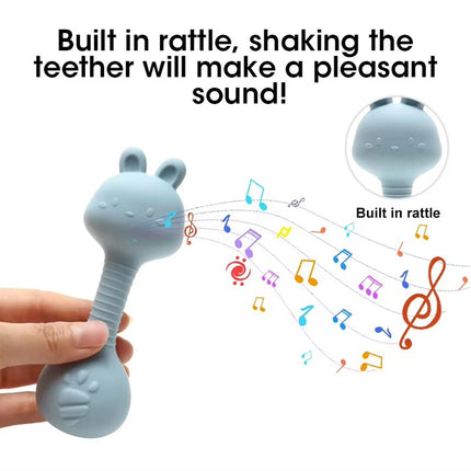 Silicone Baby Rattle Toys Easy To Grip Newborn Gift Cute Rabbit Sand Hammer Rattles Teething Toy for Infants Baby Stuff BPA Free